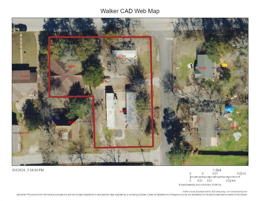 CAD satellite map of 3 properties