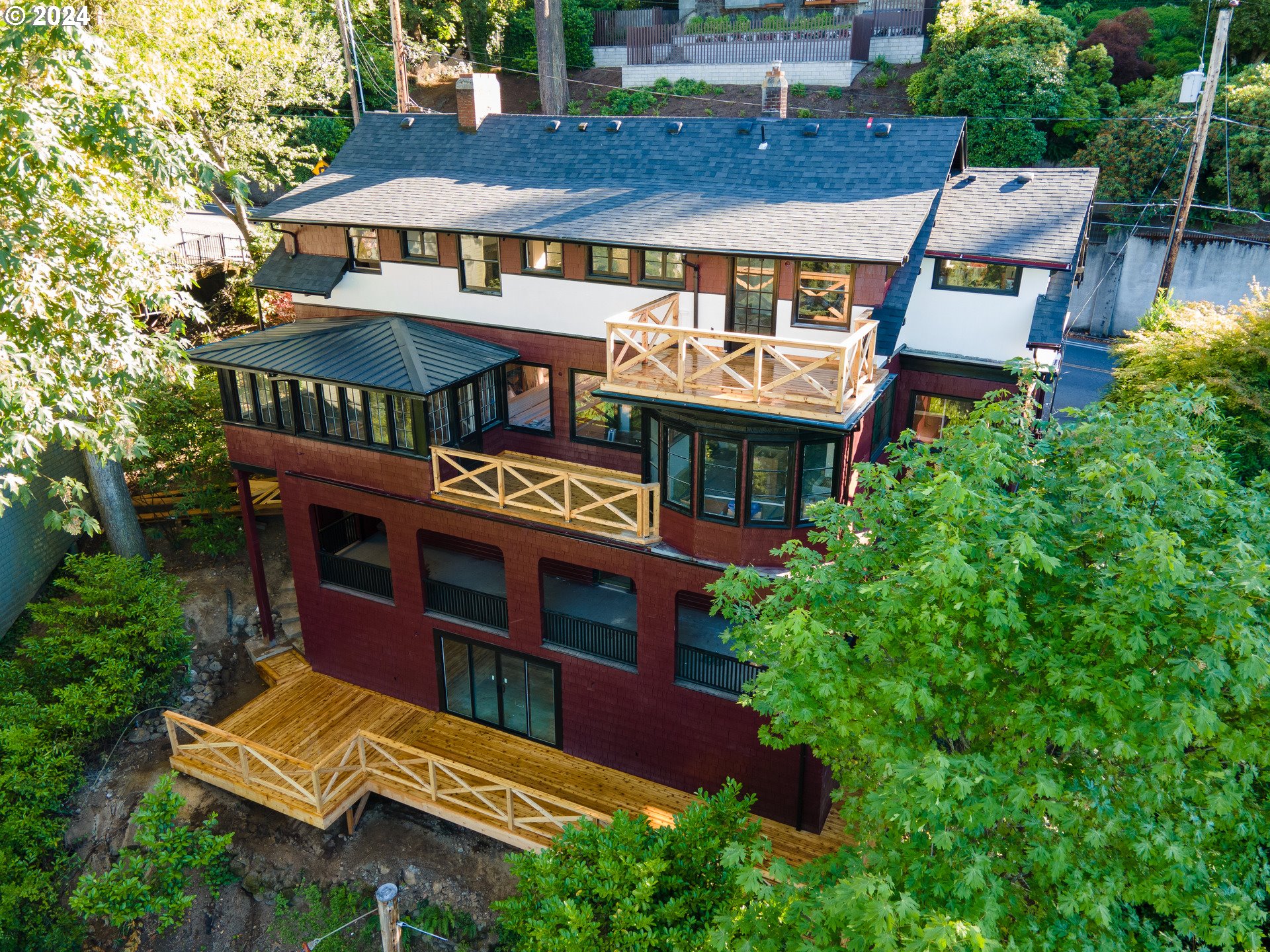 an aerial view of a house