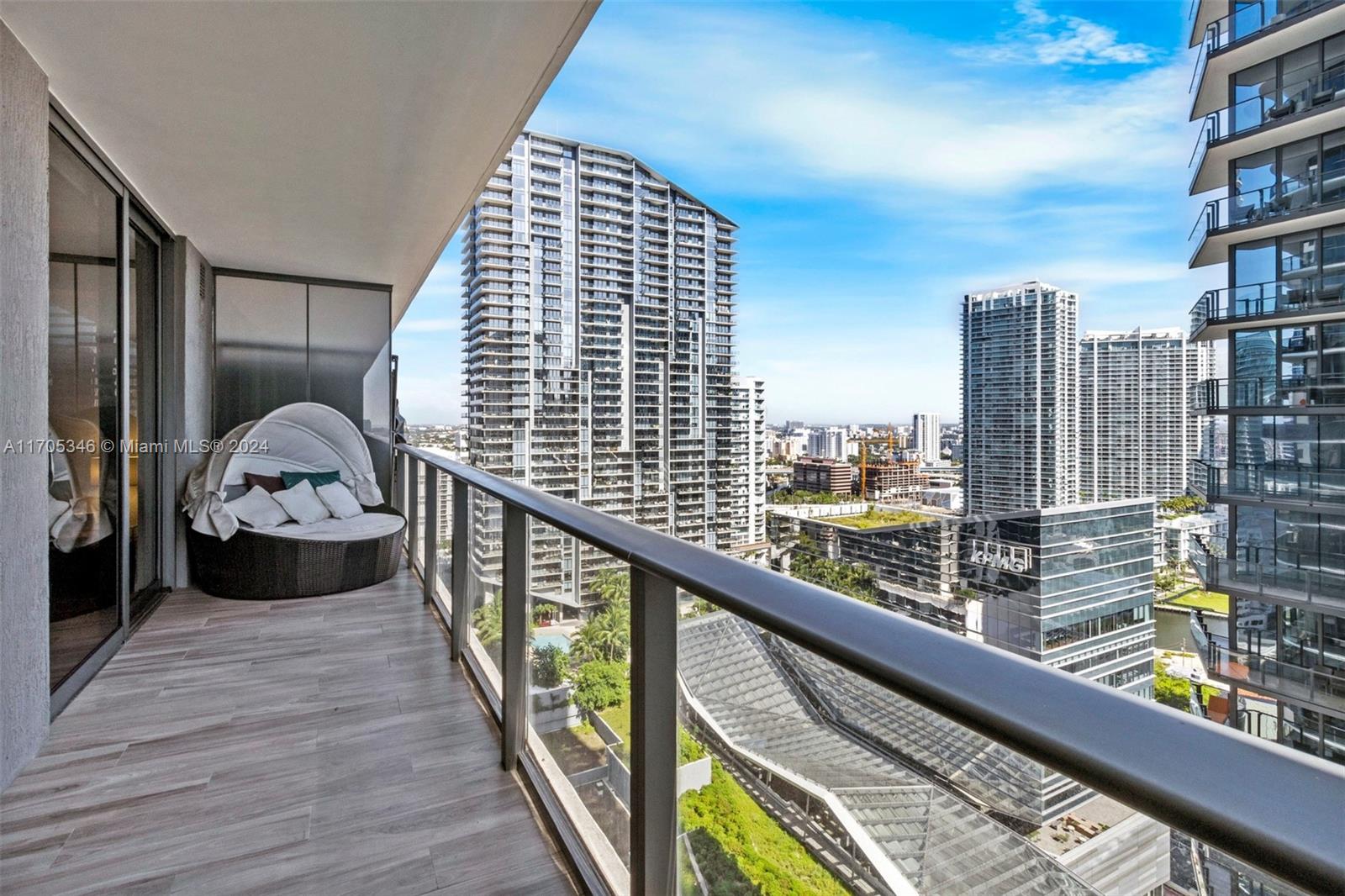 a view of balcony with city view