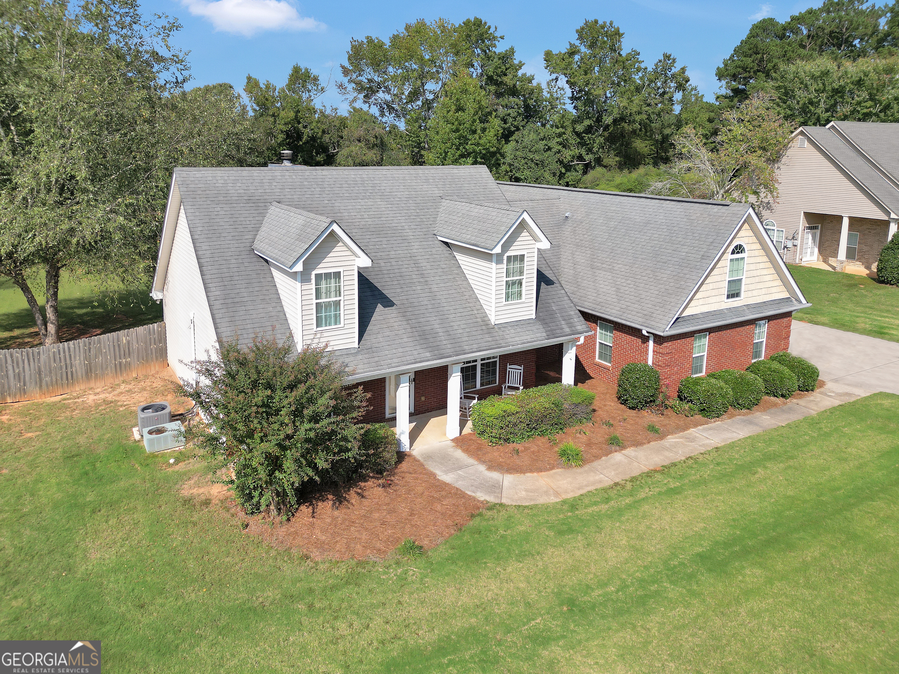 an aerial view of a house