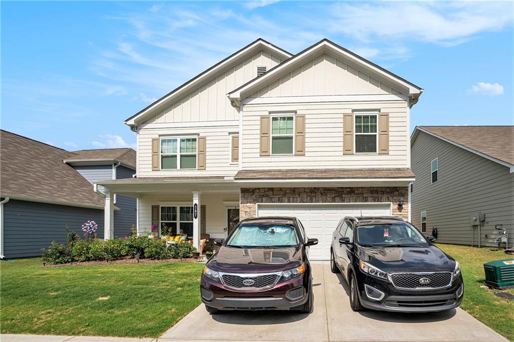 a car parked in front of a house