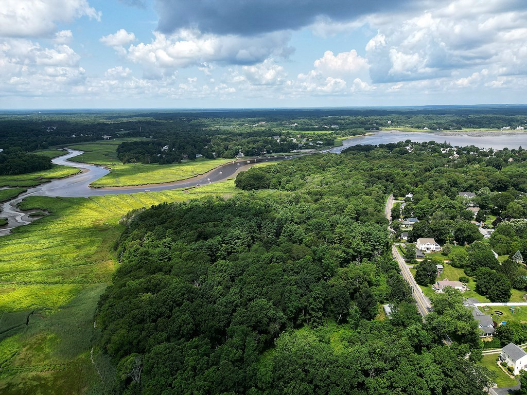 a view of a lake with a city