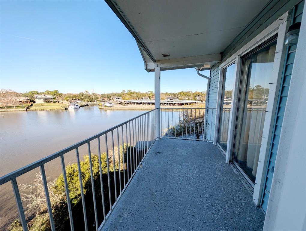 a view of a balcony with city view