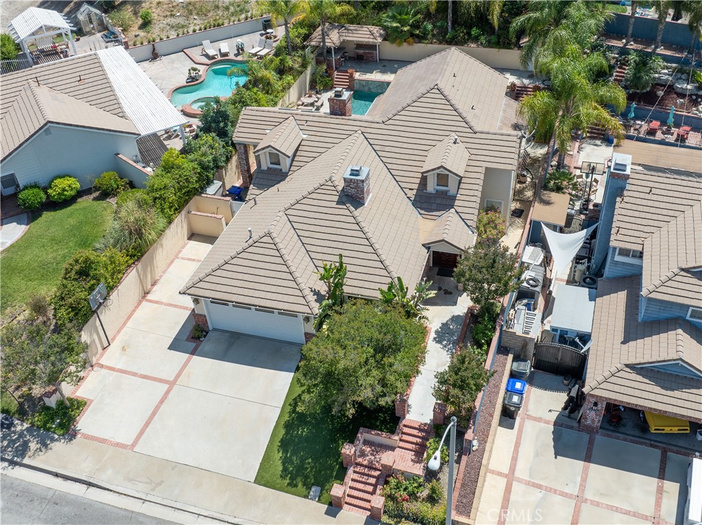 an aerial view of a house