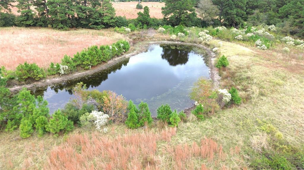 a view of a lake with a yard