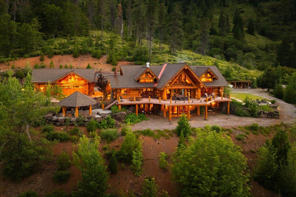 an aerial view of a house