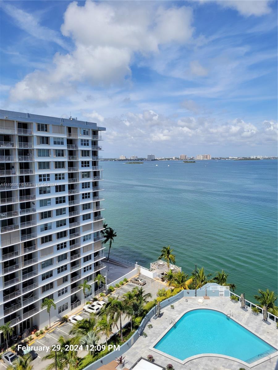 a view of a lake with a outdoor space