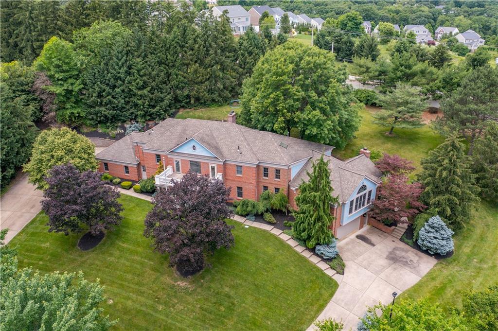 an aerial view of a house