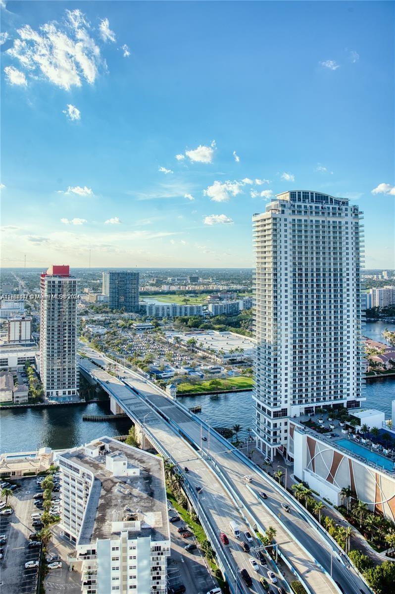 a view of a city from a balcony