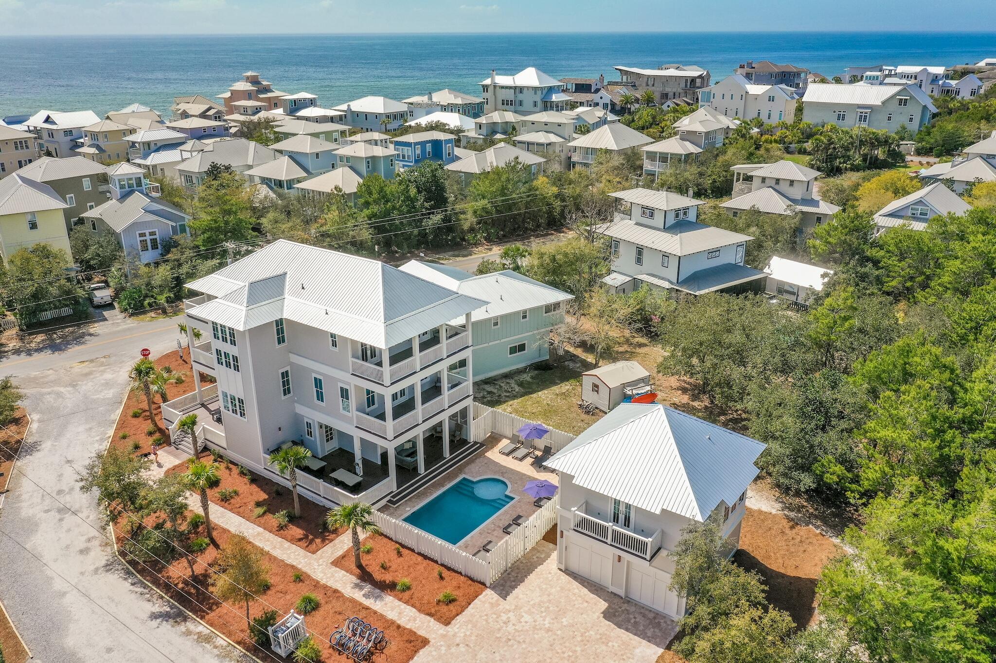 an aerial view of multiple house