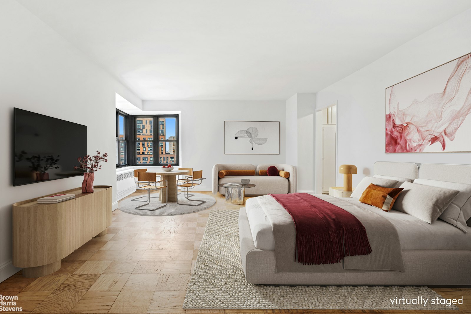 a living room with furniture and a flat screen tv