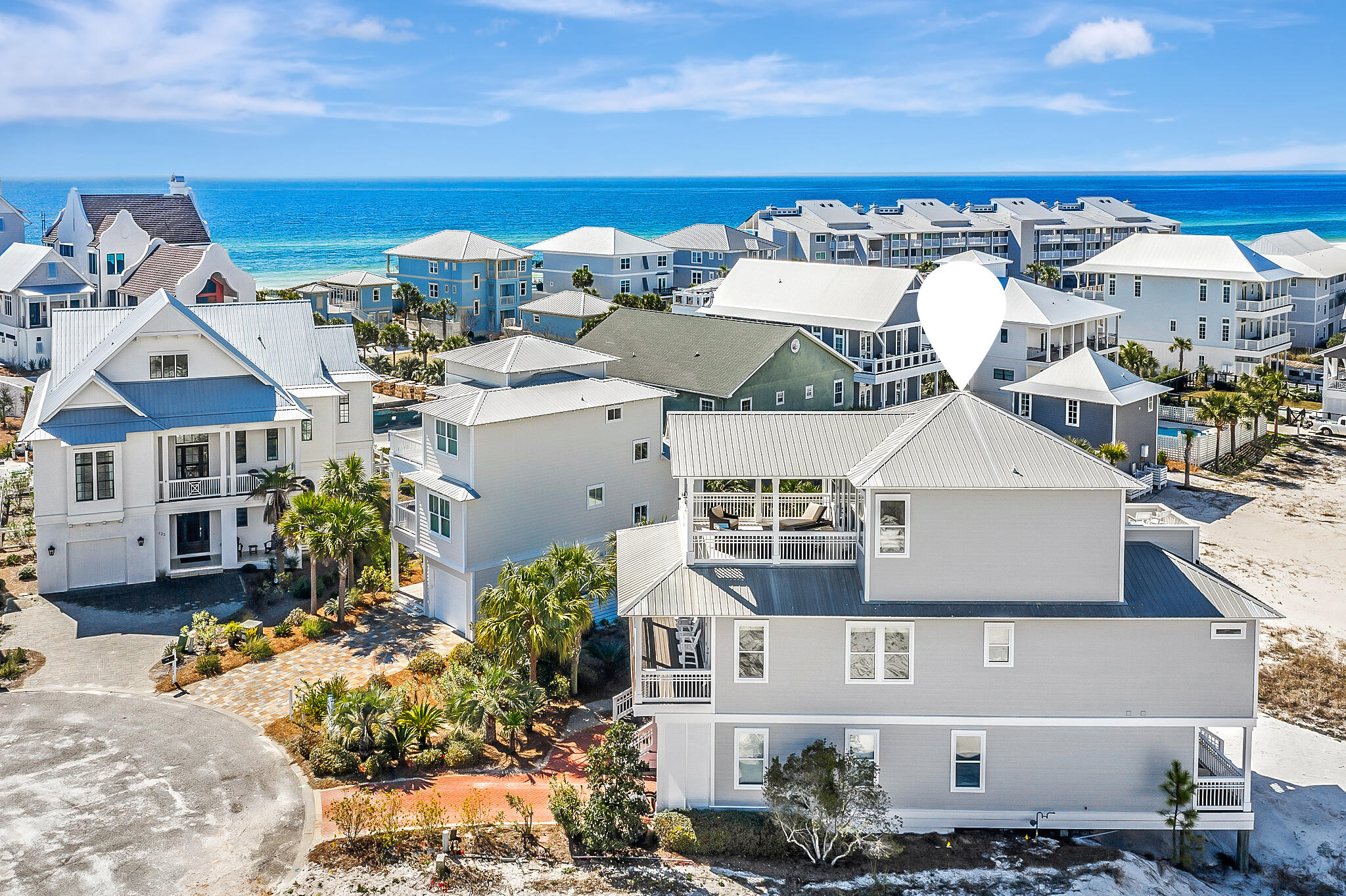 an aerial view of multiple houses