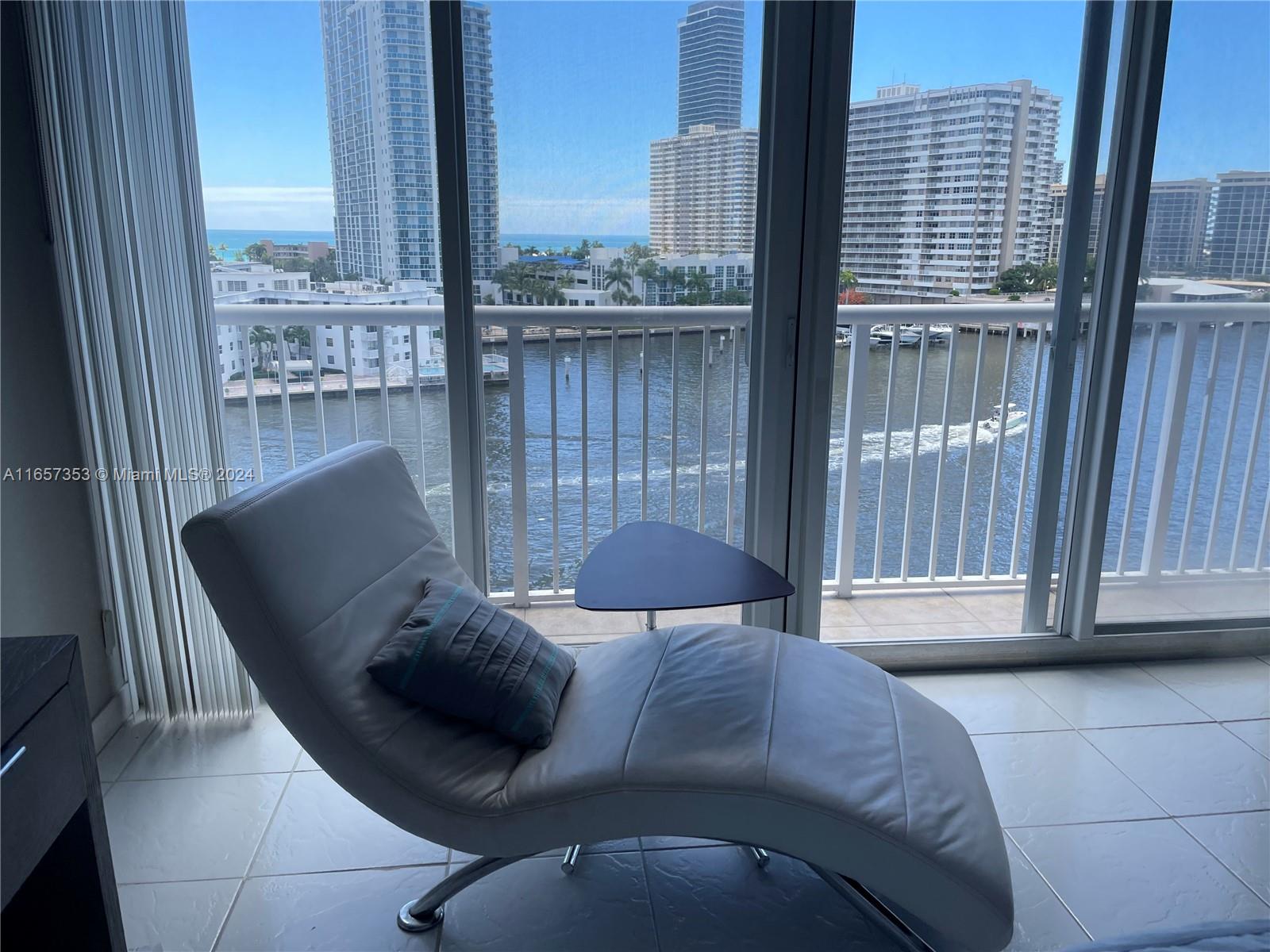 a balcony view with a couch