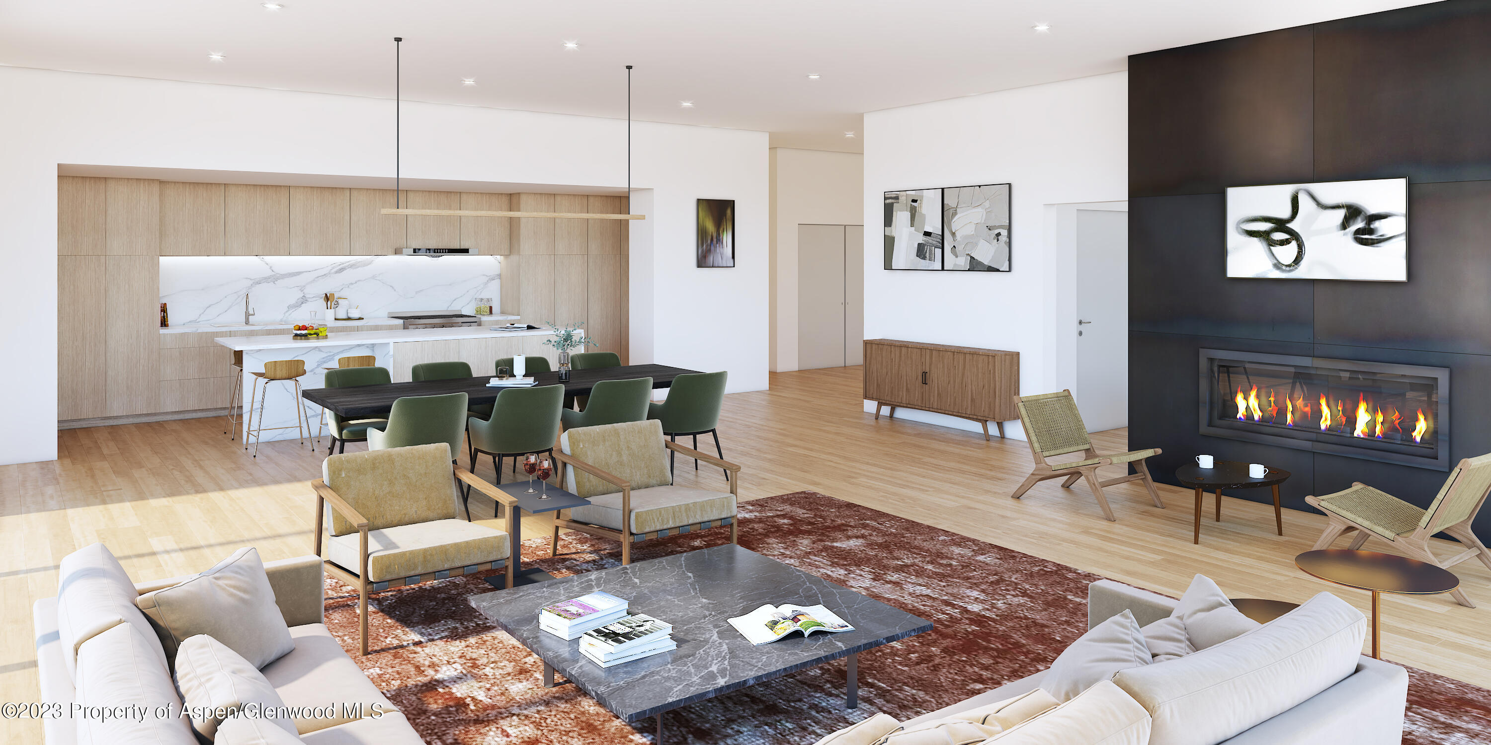 a living room with a couch and a coffee table