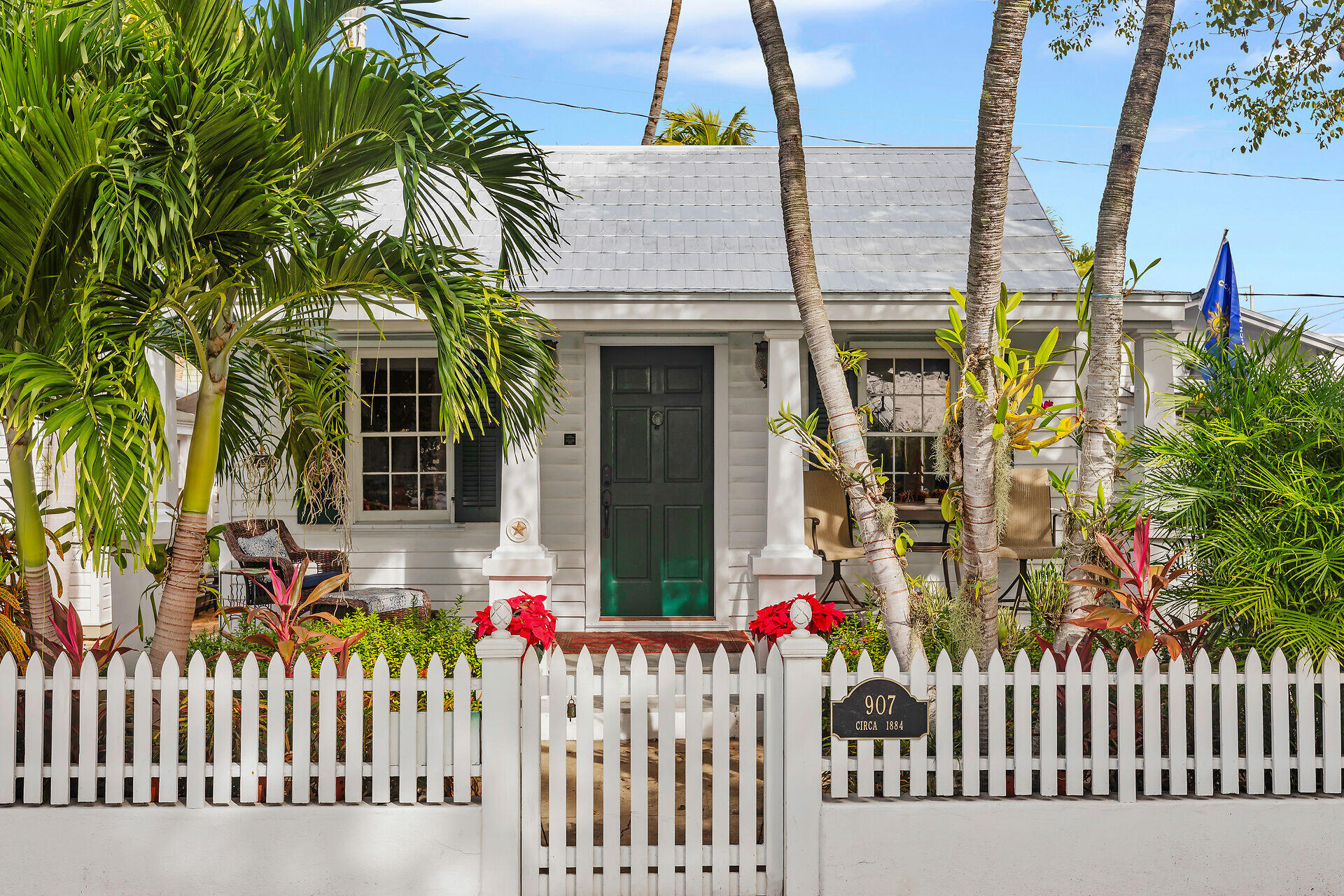 a front view of a house having patio