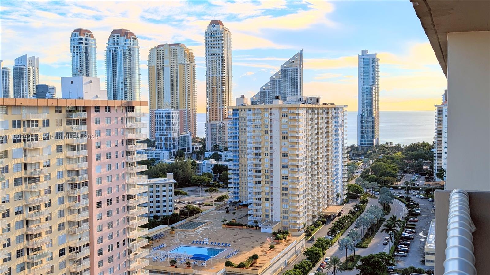 a view of a city with tall buildings