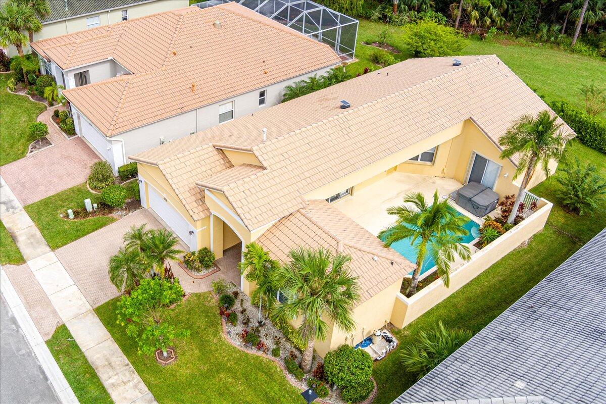 an aerial view of a house