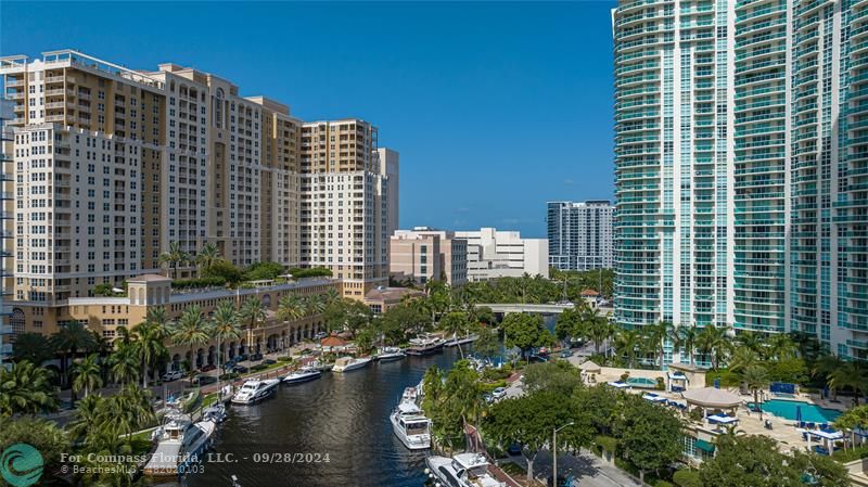 a view of a city with tall buildings