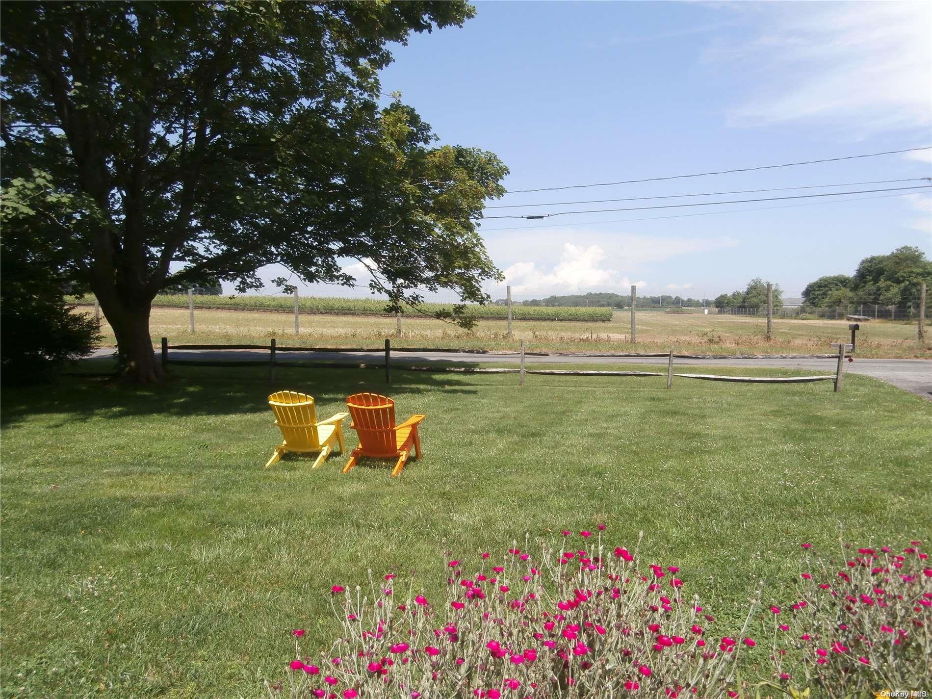 a view of outdoor space with garden and trees