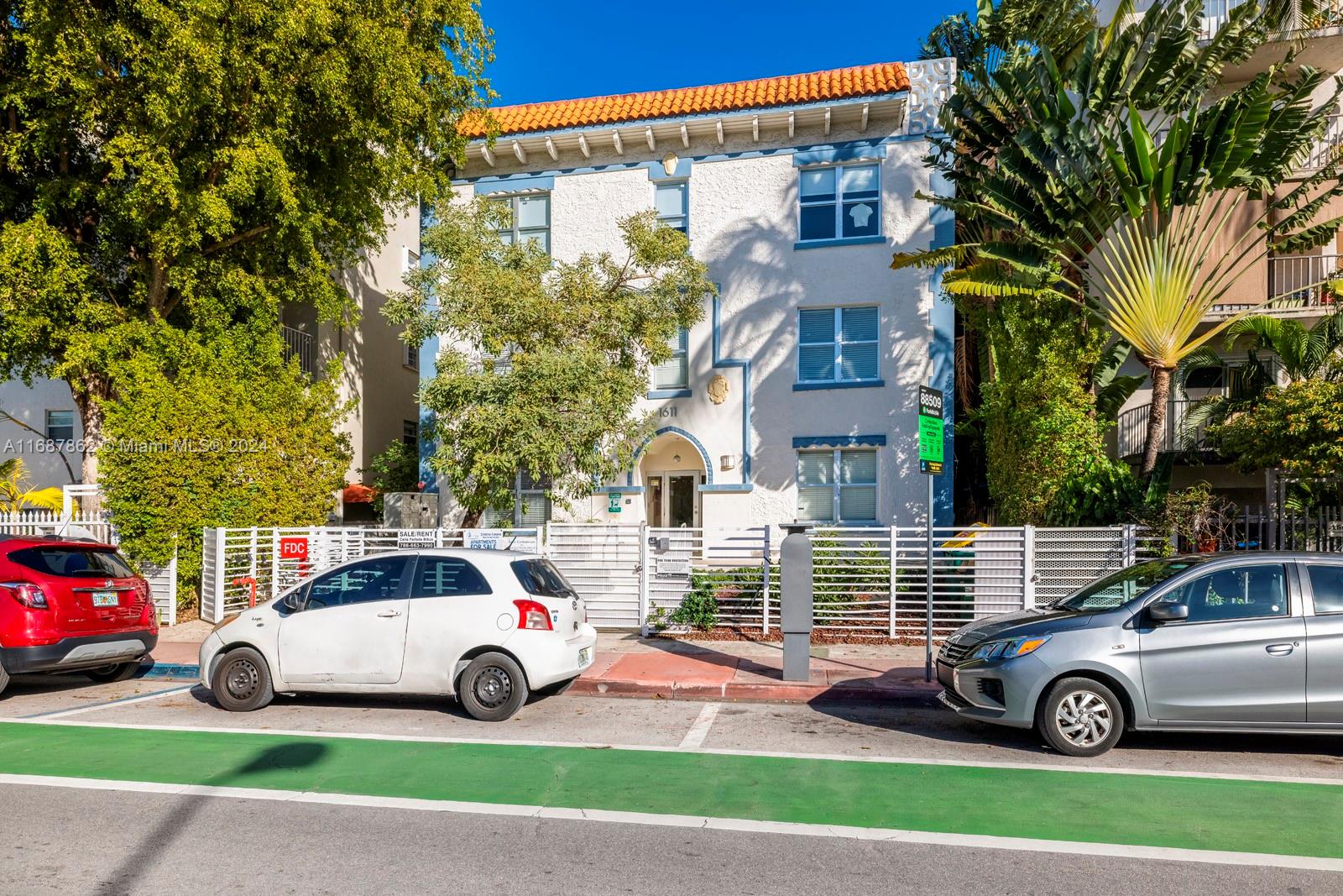 a car parked in front of a house