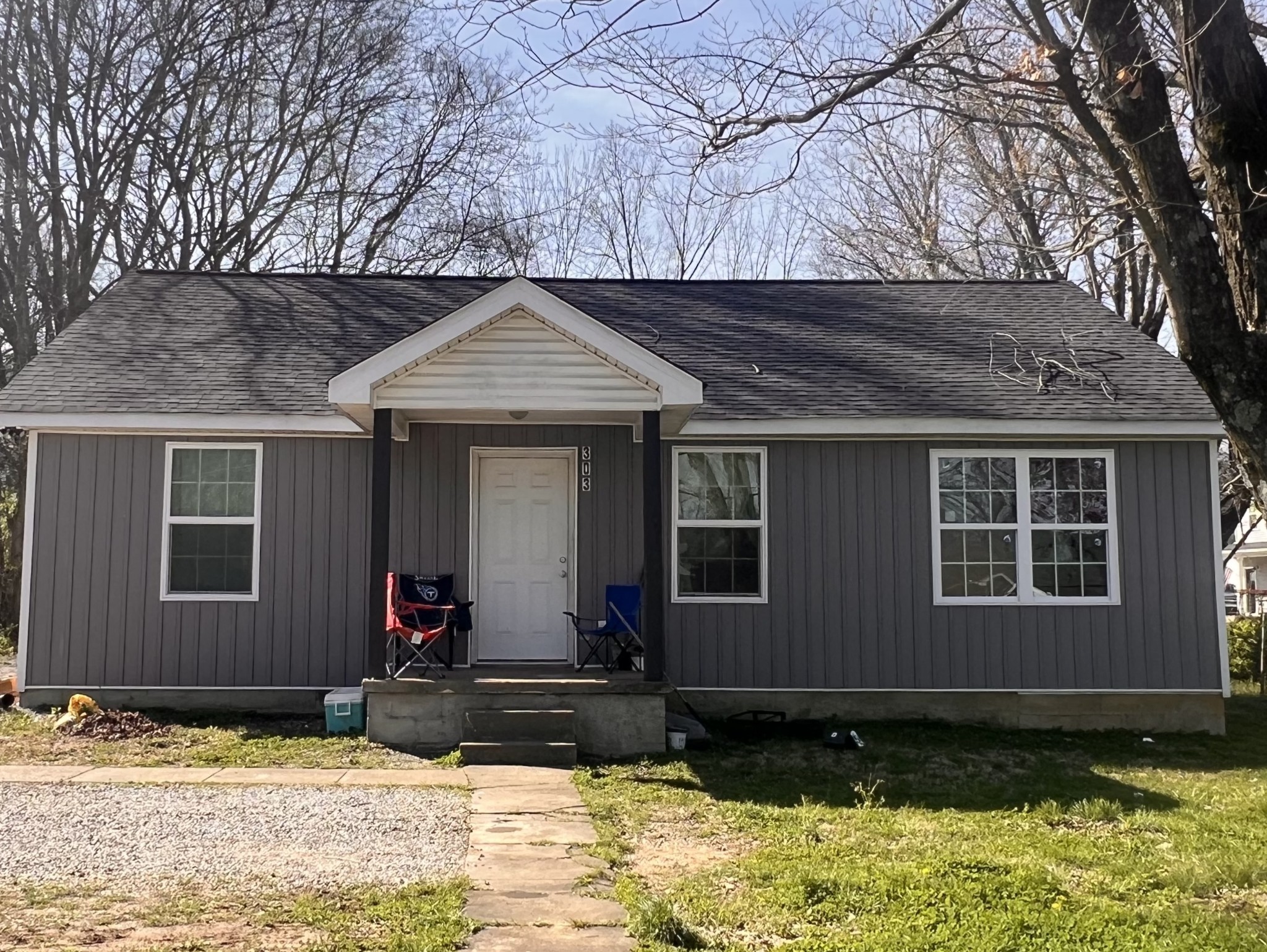 a front view of a house