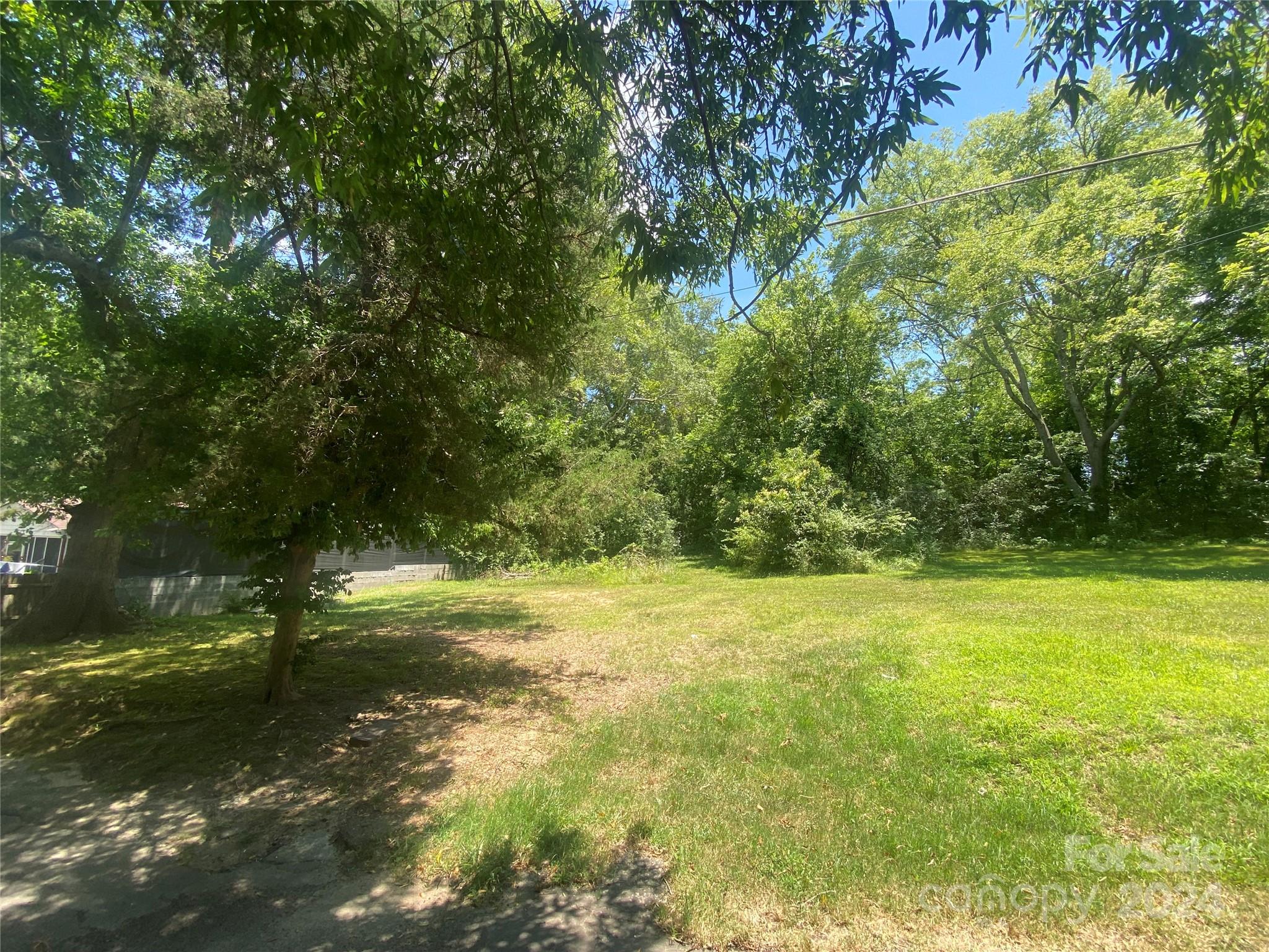 a view of yard with green space and trees around