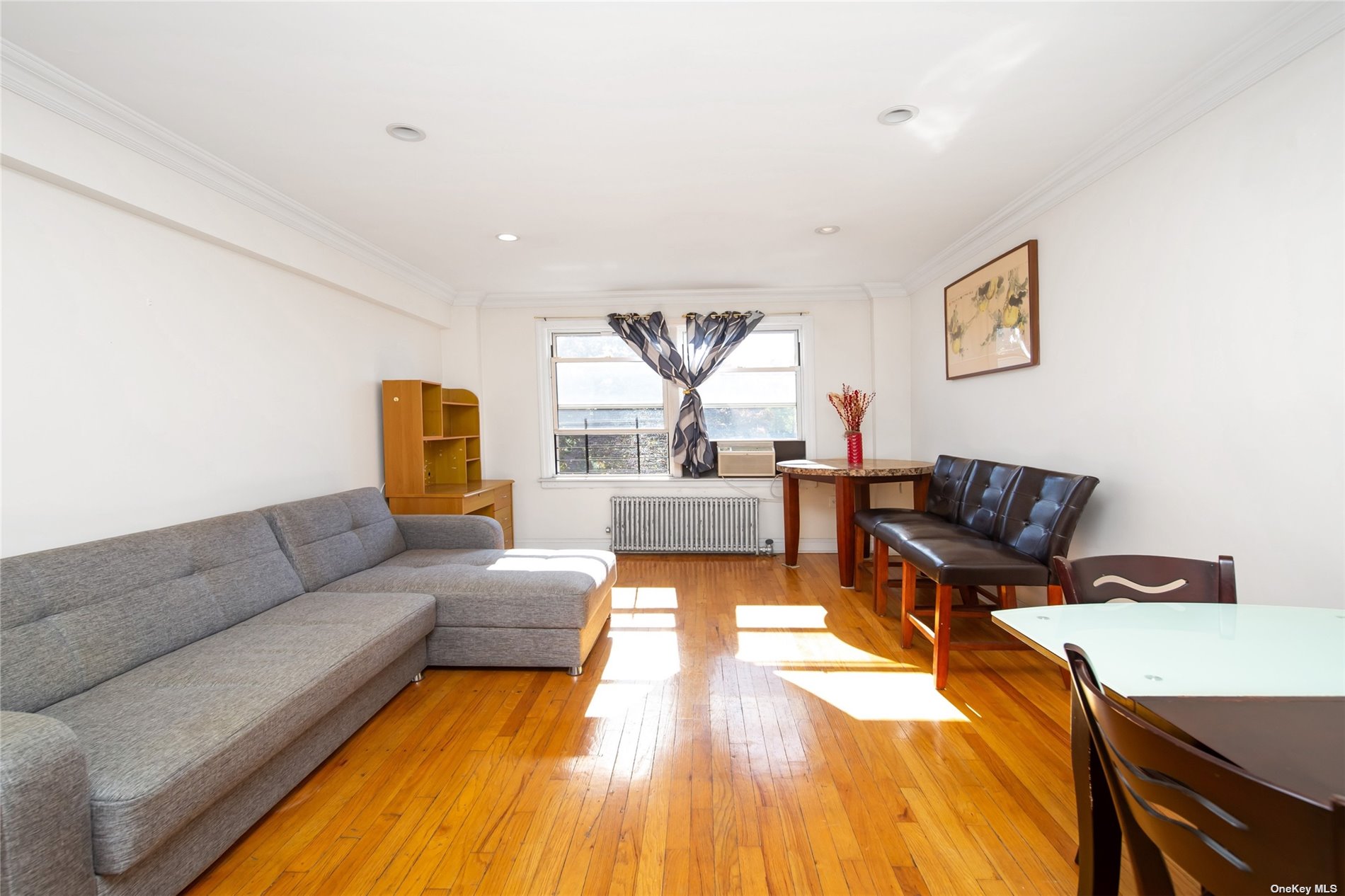 a living room with a couch and a table