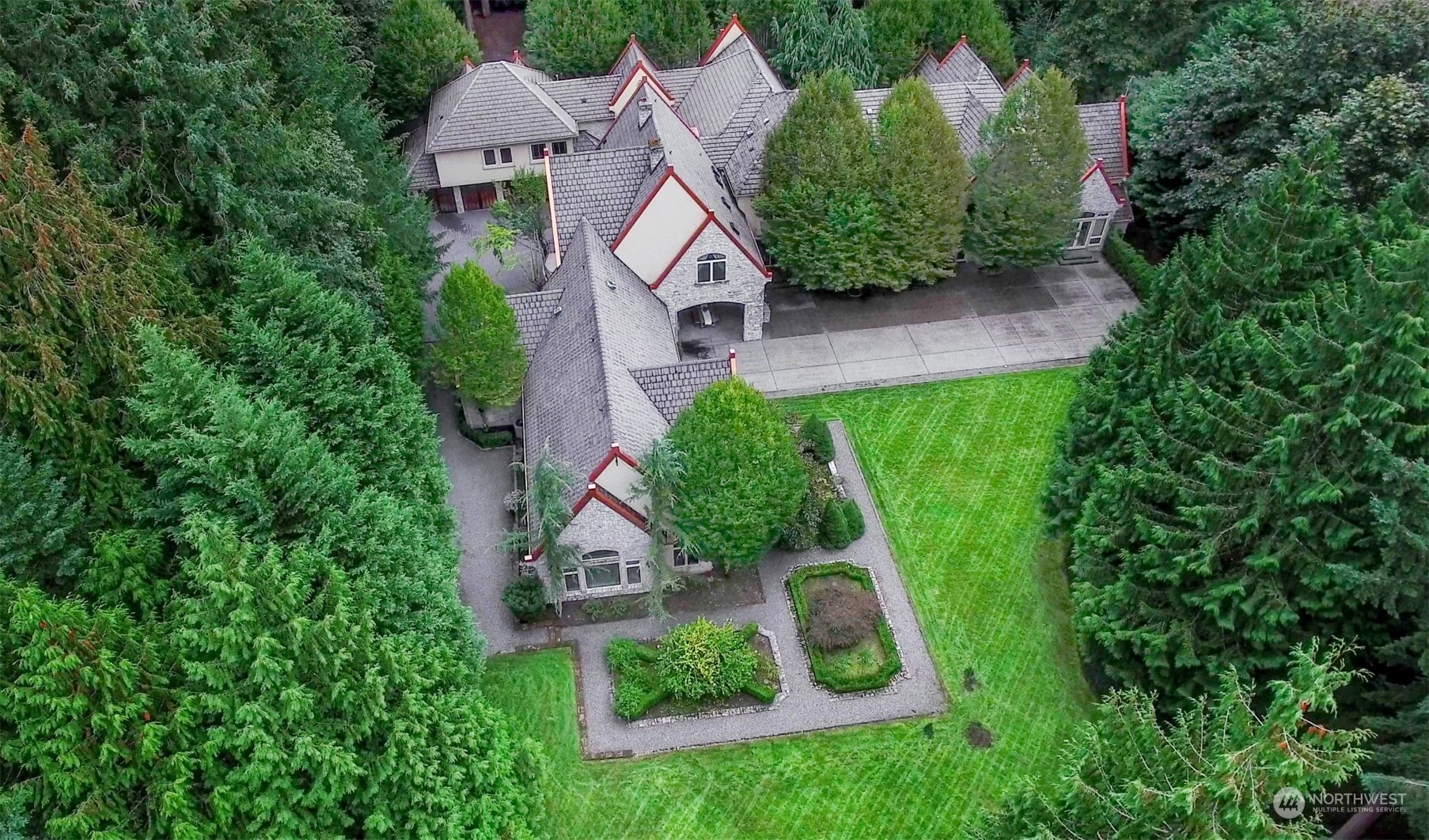 an aerial view of a house