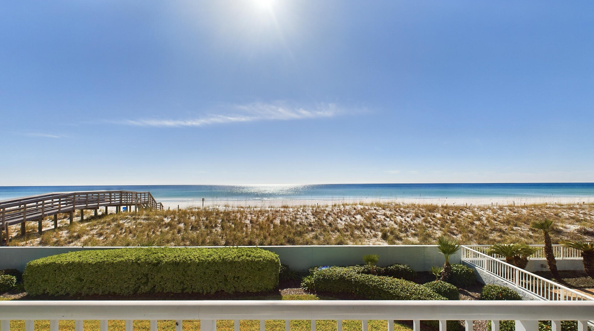 a view of ocean from a balcony