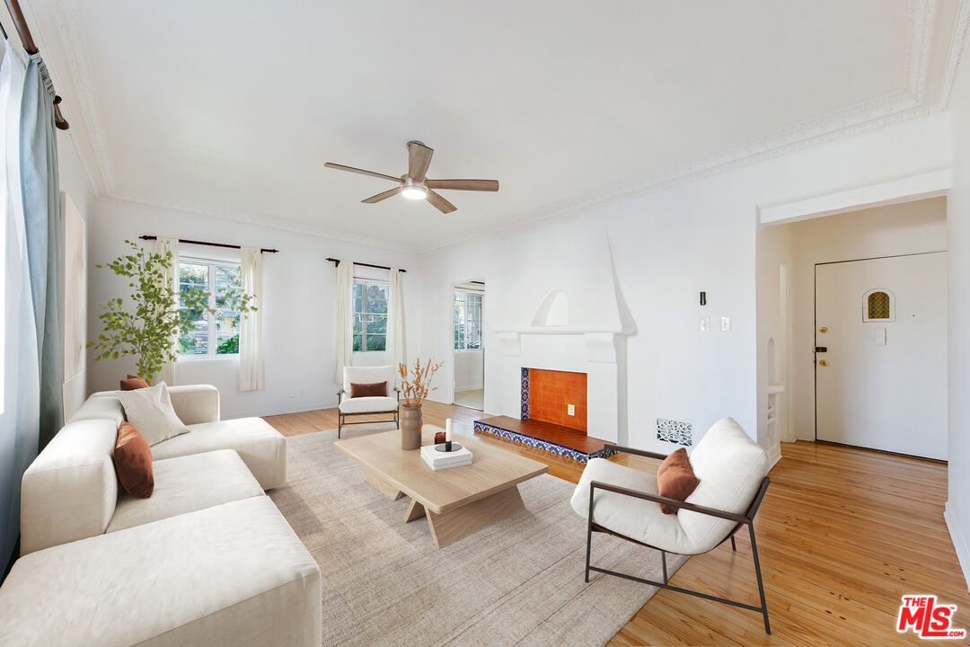 a living room with furniture