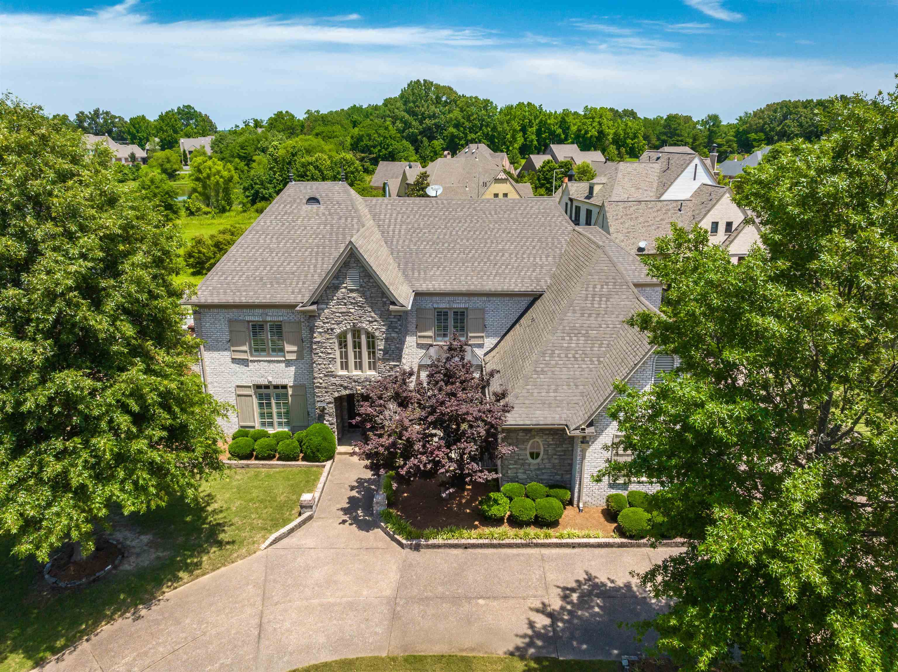 an aerial view of a house