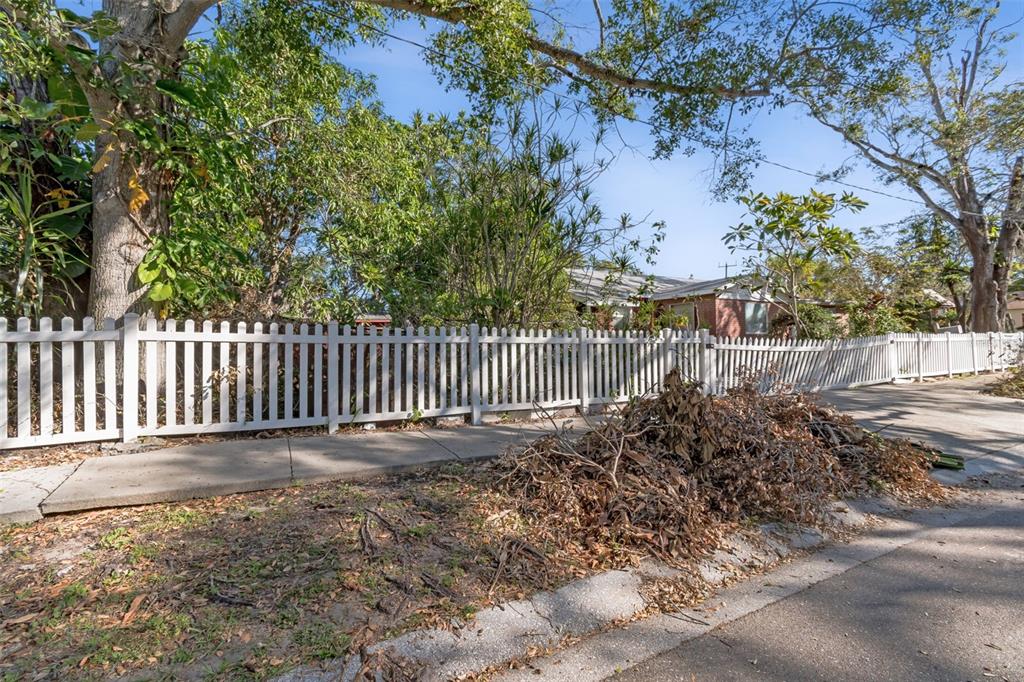 a view of a pathway of a yard