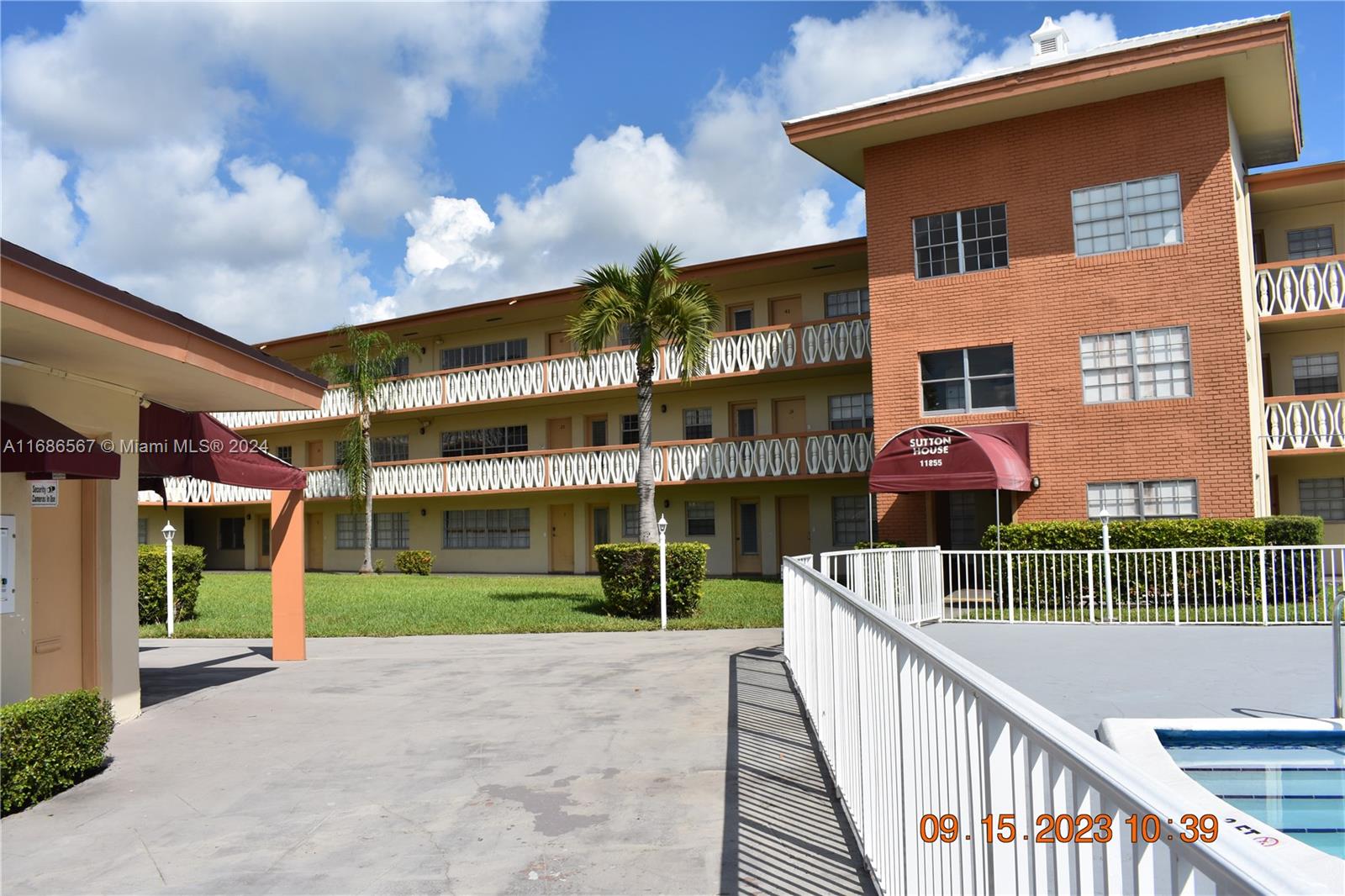 a view of a building with a porch