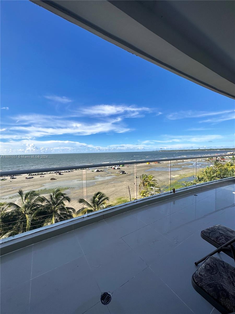 a view of a room with an ocean view