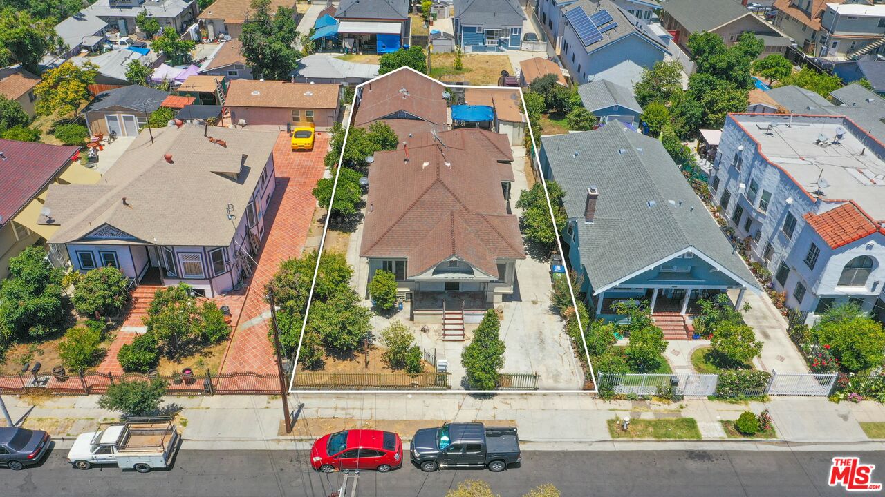 an aerial view of multiple houses