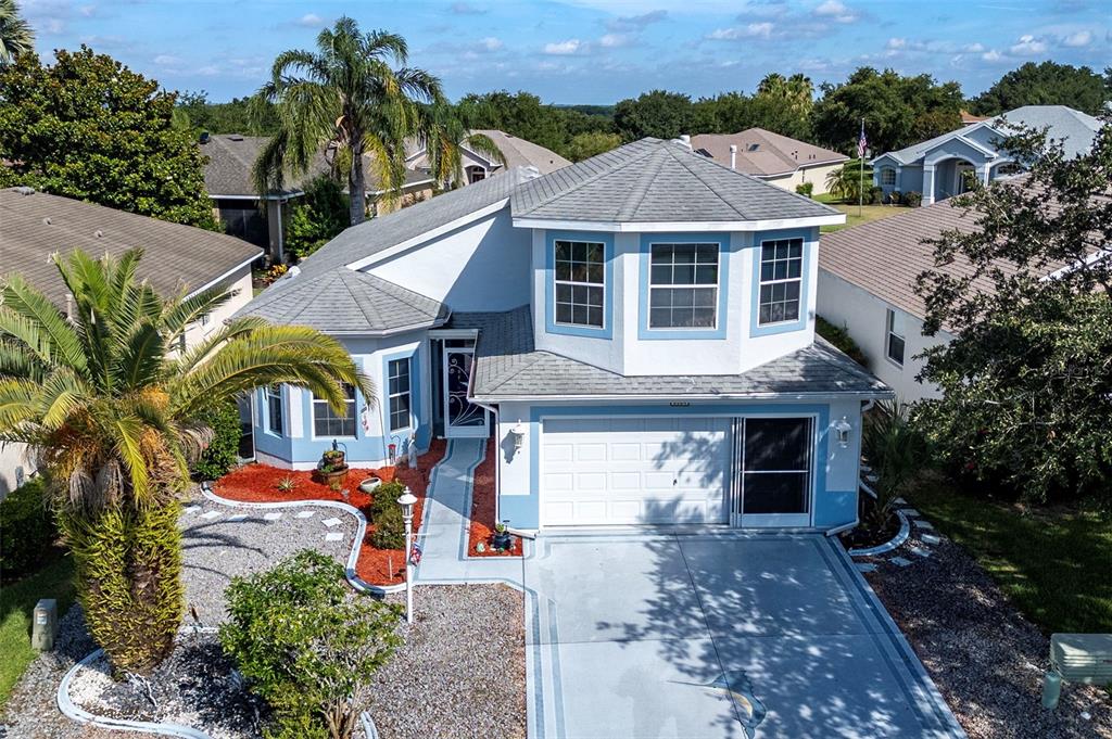 an aerial view of a house