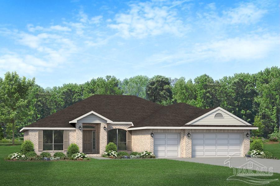 a front view of a house with a yard and trees