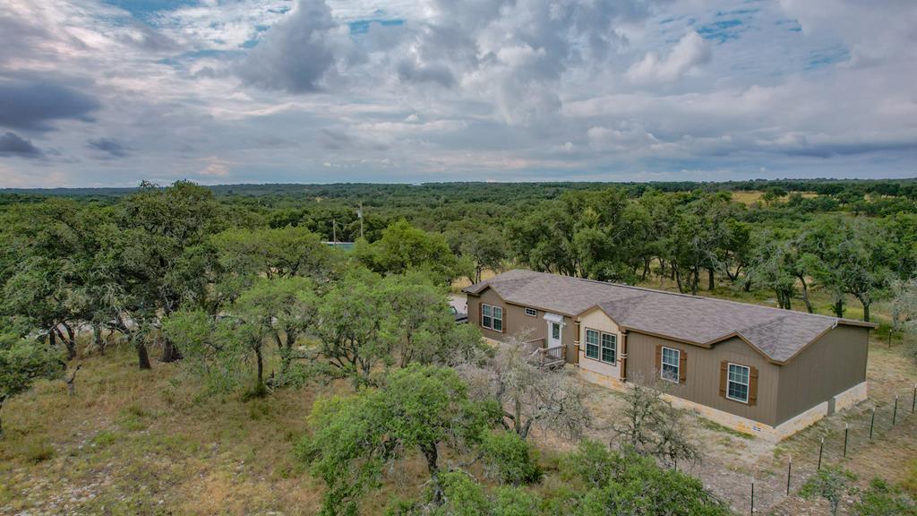 an aerial view of a house