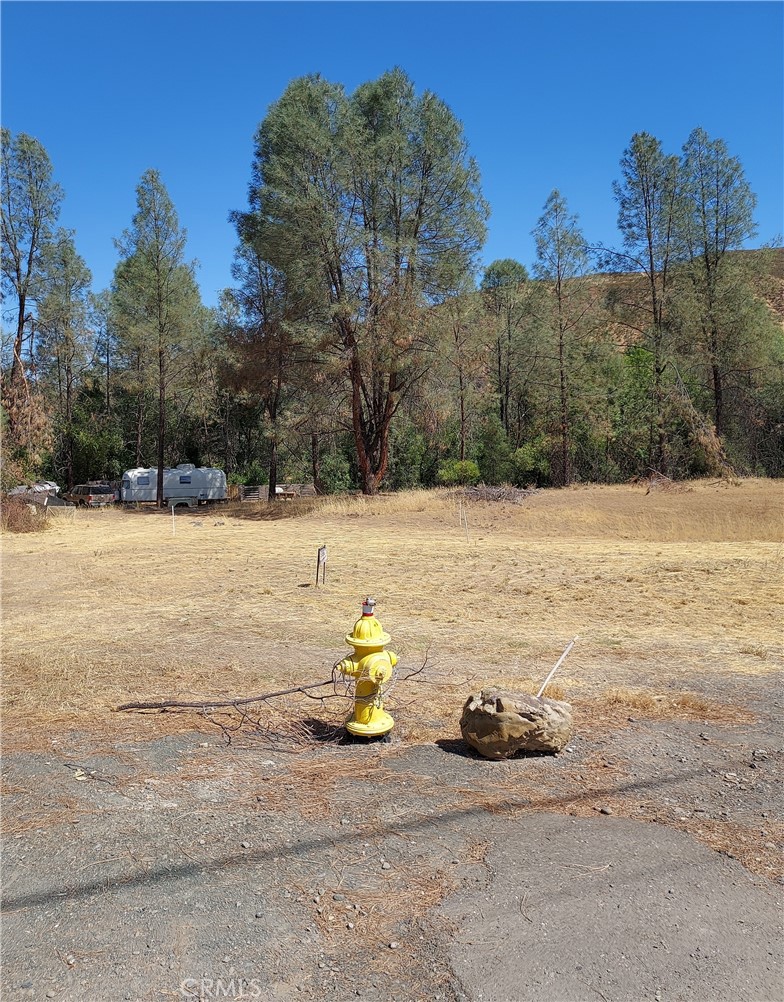 a view of a fire pit with a yard