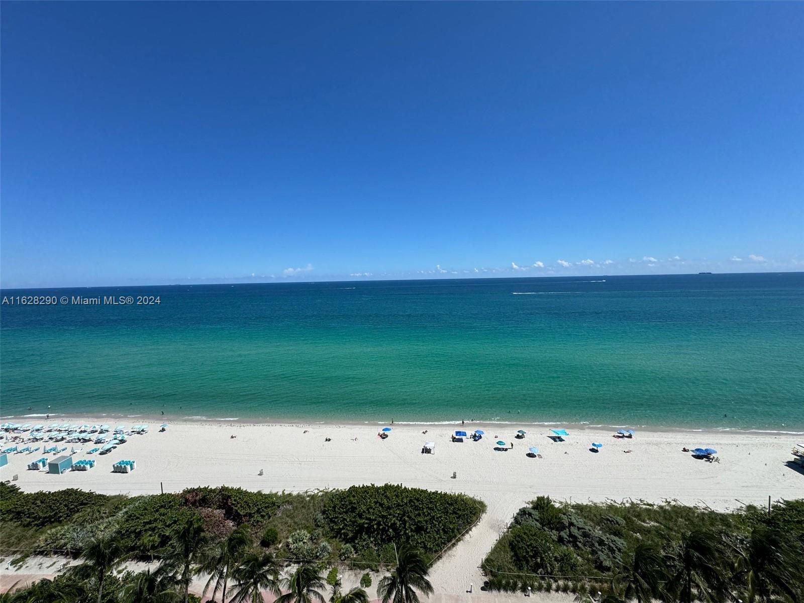 a view of a field with an ocean space