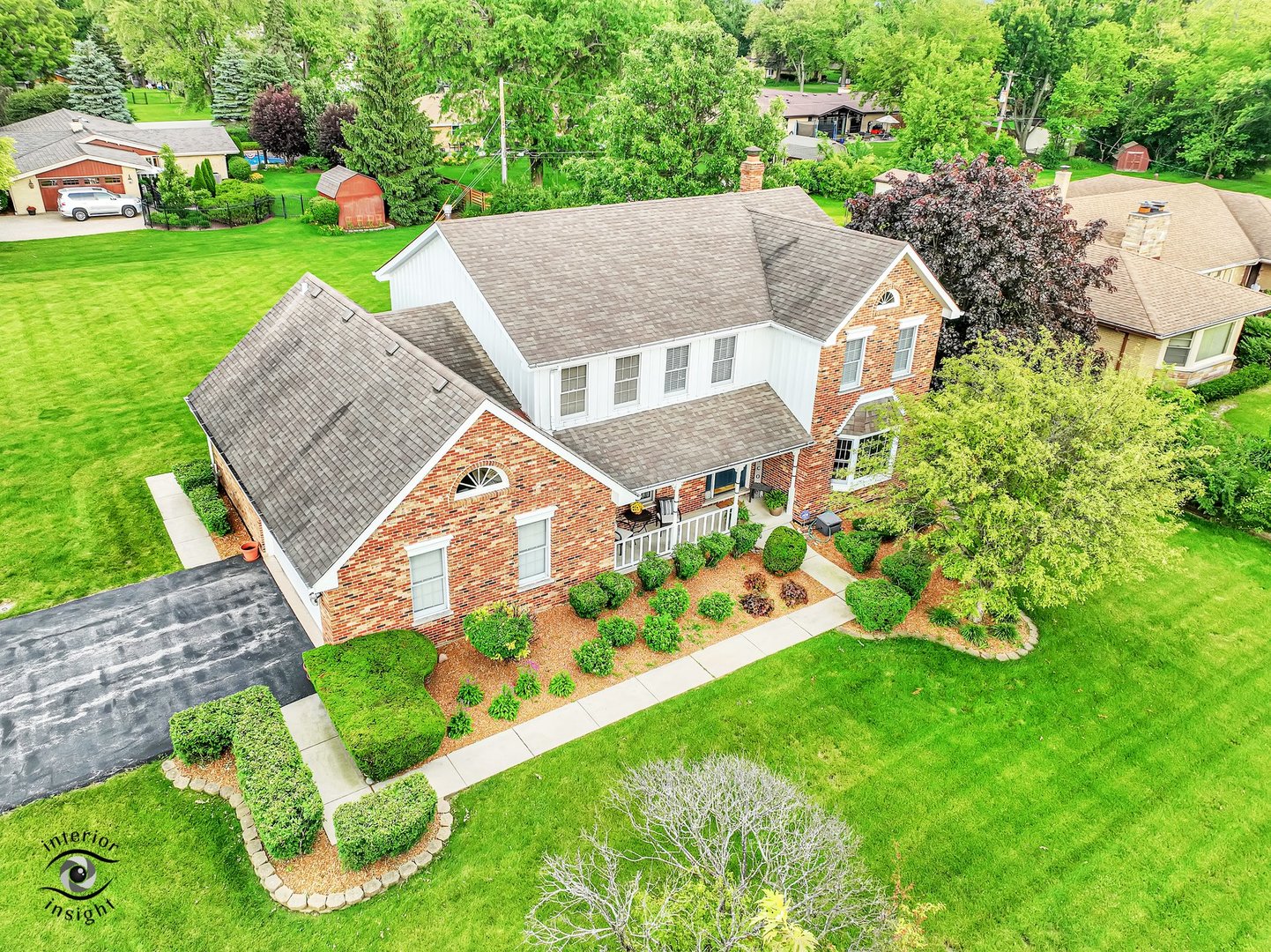 an aerial view of a house