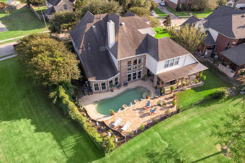 an aerial view of a house