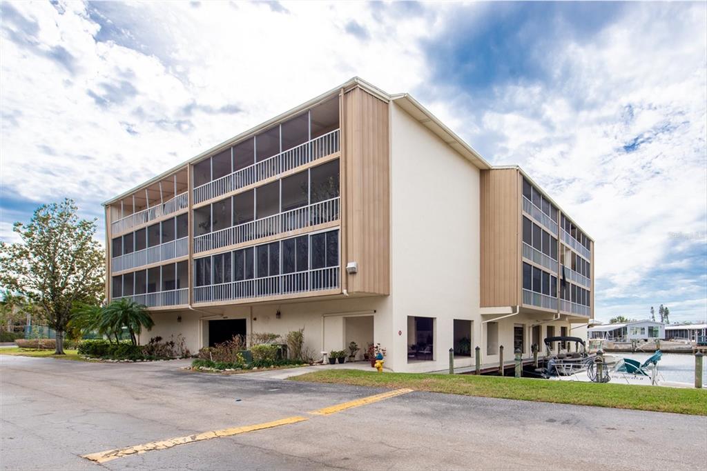 a front view of a building with street view