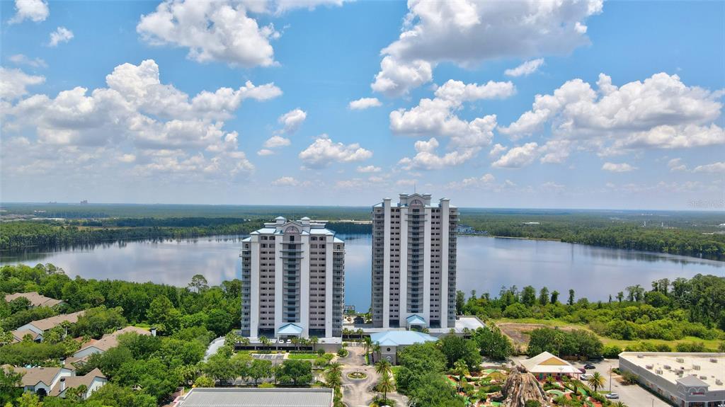 a view of a lake and a yard