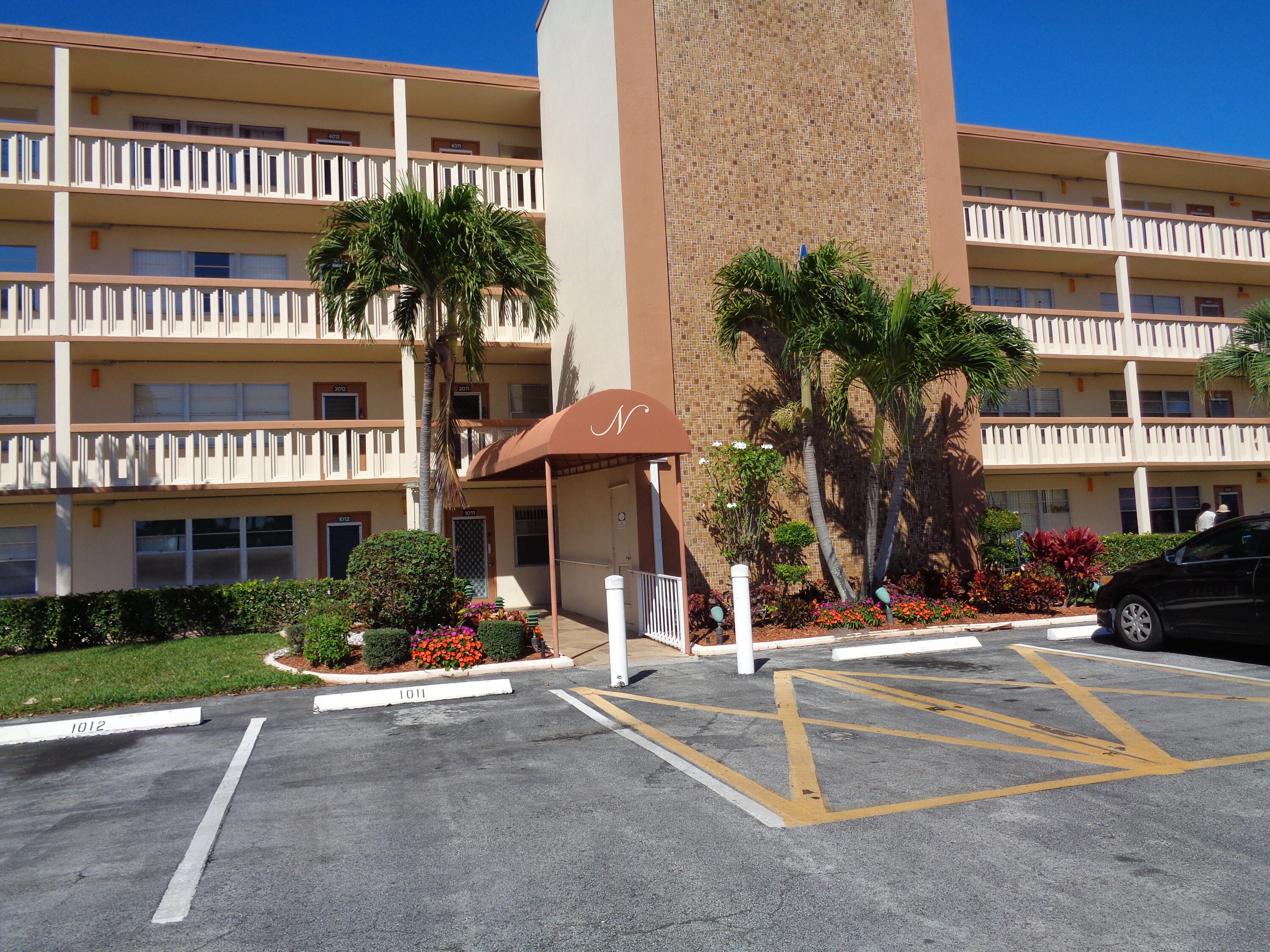 a front view of a building with street