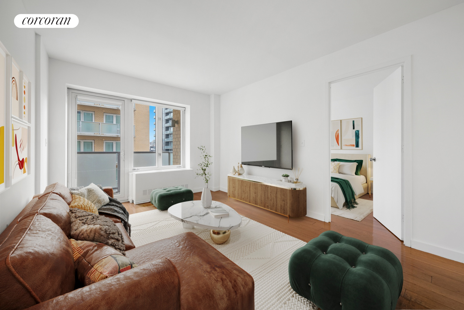 a living room with furniture and a flat screen tv