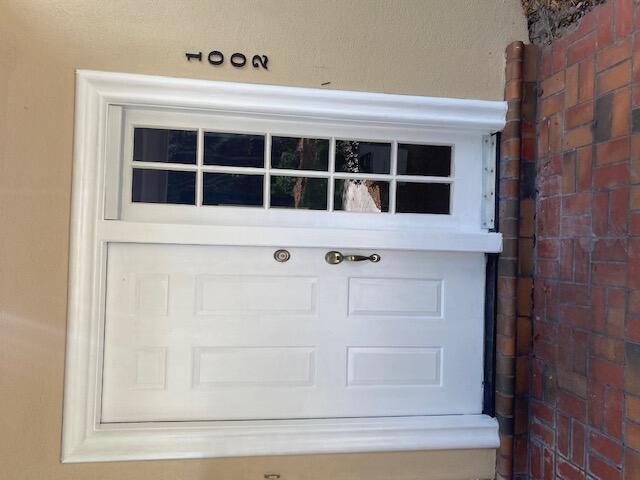 a view of wooden door