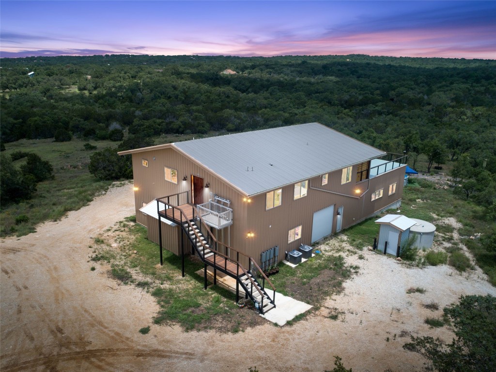 an aerial view of a house