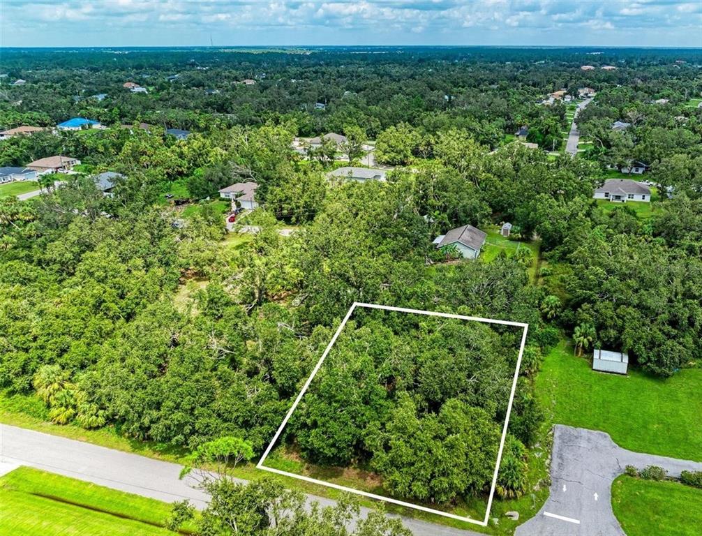 a view of a yard with a tree