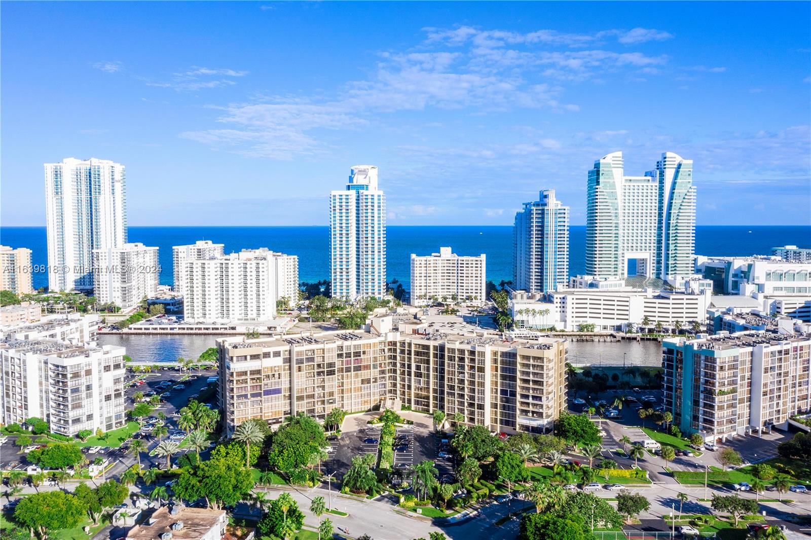 a view of a city with tall buildings